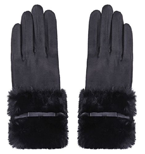 Handschoenen suède faux-fur zwart