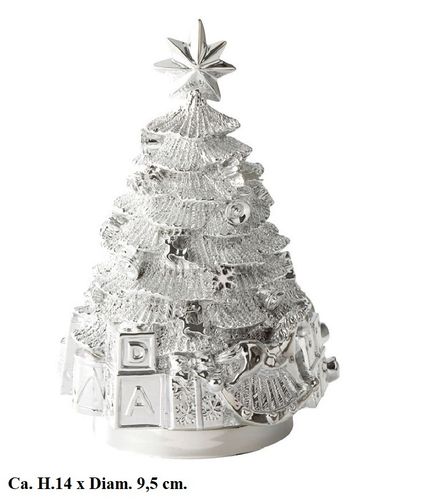 Kerstmuziekdoos Kerstboom verzilverd kerstornament