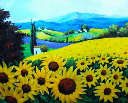Schilderij Sunflowers XL 100 x 80