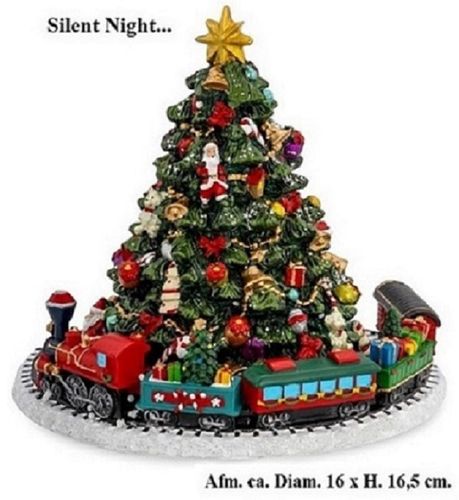 Kerstmuziekdoos Kerstboom met rijdende trein