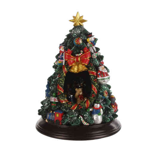 Kerstmuziekdoos Kerstboom met draaiend deel muziekornament
