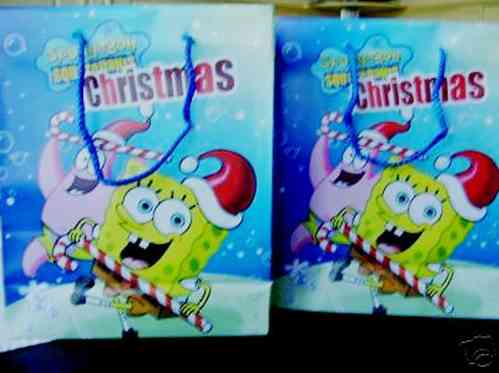 Kersttas Sponge Bob giftbag set/5