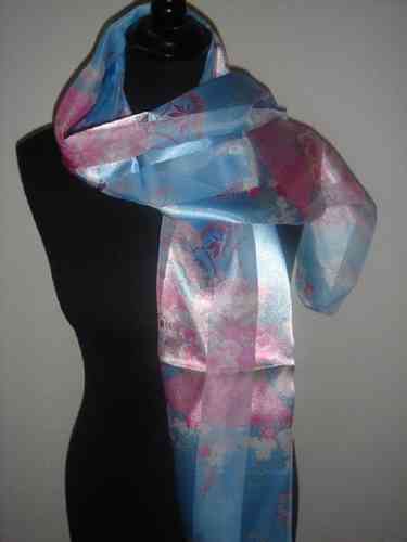 Sjaal retro blauw / roze