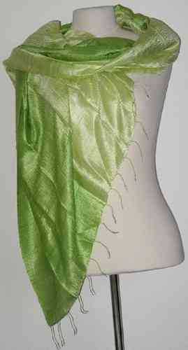 Sjaal Thais zijde groen van licht naar donker