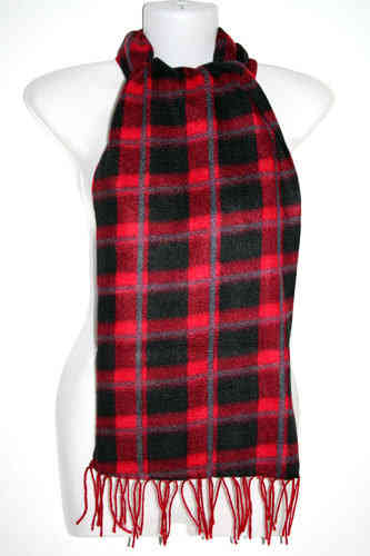 Sjaal cashmere wol ruit zwart en rood