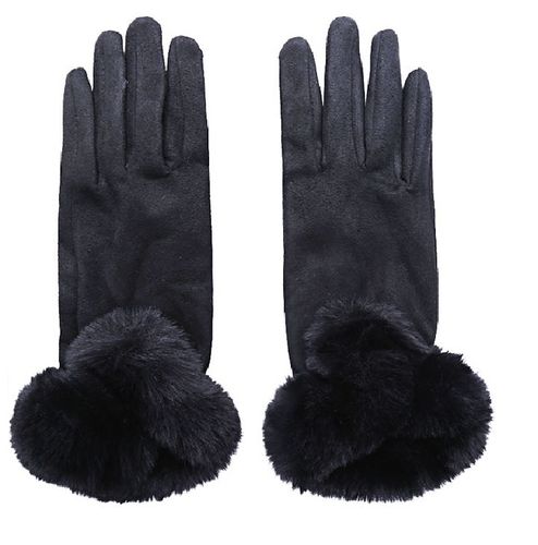 Handschoenen suede met faux-fur zwart