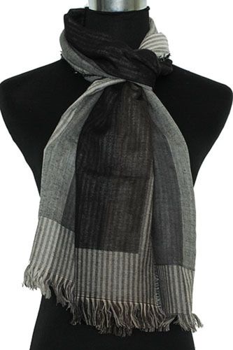 Sjaal herensjaal streepmotief zwart,grijs, bruin en wit
